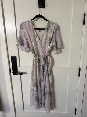 Vince Camuto Lavender Floral Wrap Midi Dress